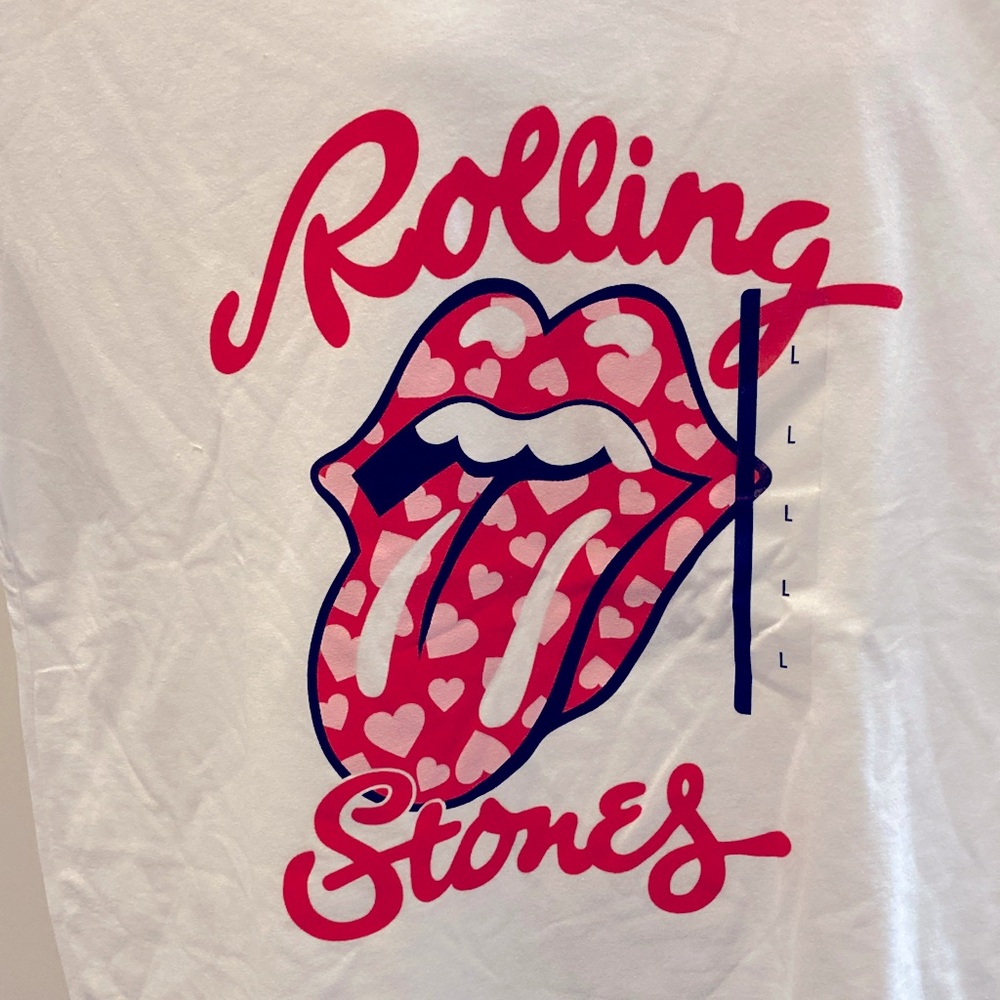 The Rolling Stones Short Sleeve Graphic White Tee Shirt Girls Large New Stones